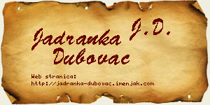 Jadranka Dubovac vizit kartica